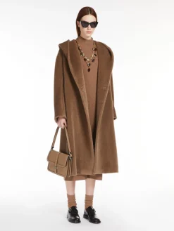 Alpaca and wool coat with belt