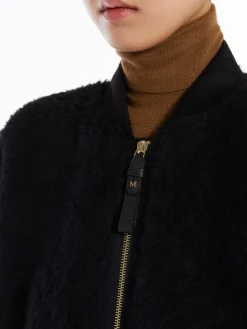 Alpaca and wool Teddy fabric bomber jacket cape