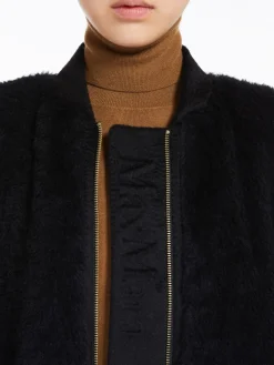 Alpaca and wool Teddy fabric bomber jacket cape