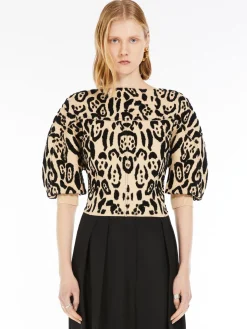 Animal-print jacquard jumper
