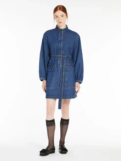 Belted denim dress