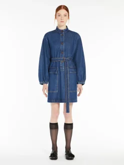 Belted denim dress