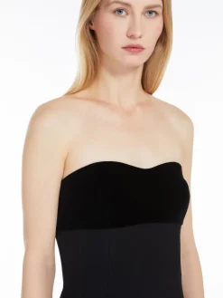 Bustier minidress in velvet and sablé