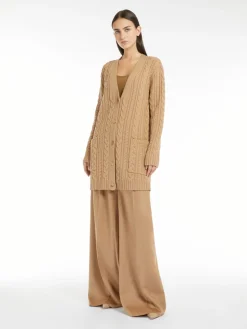 Cable-knit cashmere and wool cardigan