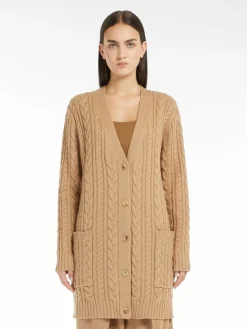 Cable-knit cashmere and wool cardigan