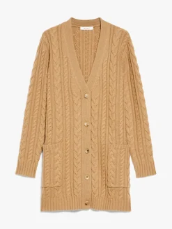 Cable-knit cashmere and wool cardigan