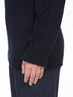 Cable-knit sweater in cotton yarn