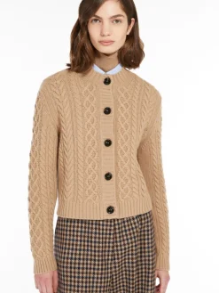 Cable-knit wool cardigan