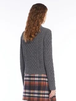 Cable-knit wool cardigan
