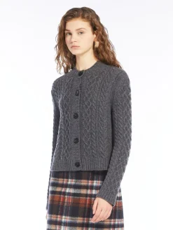 Cable-knit wool cardigan