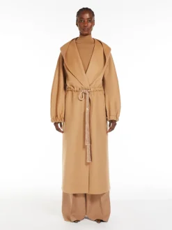 Camel coat with hood