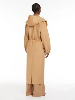 Camel coat with hood