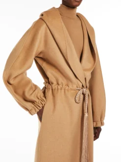 Camel coat with hood