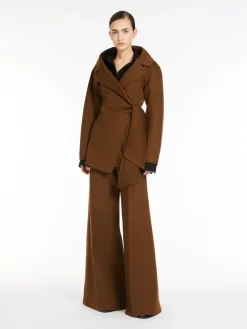 Camel hair palazzo trousers