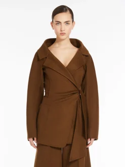 Camel wrap-over jacket