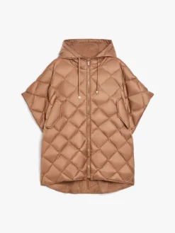 Cape with hood in water-repellent canvas