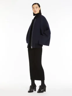Cape-effect cashmere coat