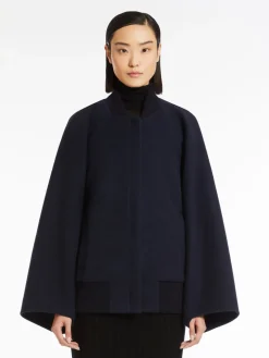 Cape-effect cashmere coat