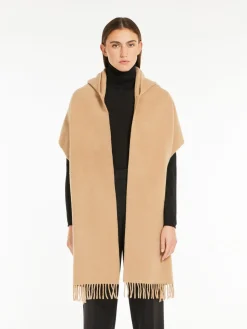 Cashmere blend scarf with hood