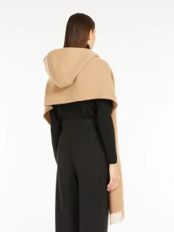 Cashmere blend scarf with hood