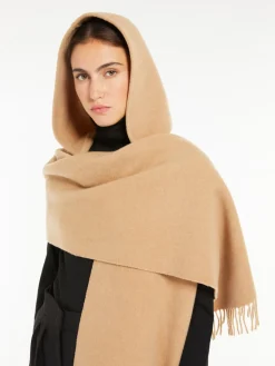 Cashmere blend scarf with hood