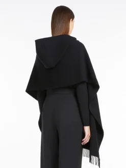 Cashmere blend scarf with hood