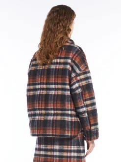 Chequered flannel down jacket