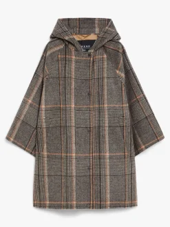 Chequered wool and water-repellent canvas coat