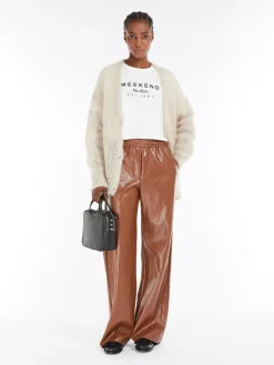 Coated fabric palazzo trousers