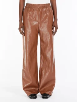Coated fabric palazzo trousers