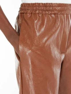 Coated fabric palazzo trousers