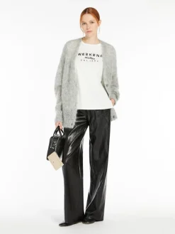 Coated fabric palazzo trousers