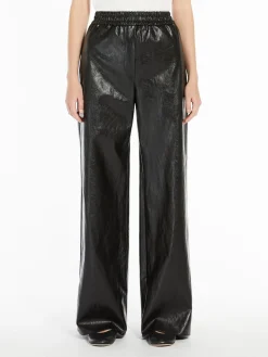Coated fabric palazzo trousers