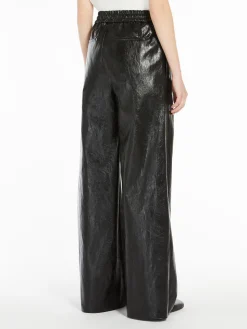 Coated fabric palazzo trousers