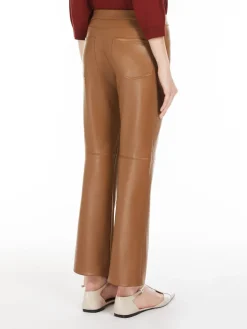 Coated fabric slim trousers