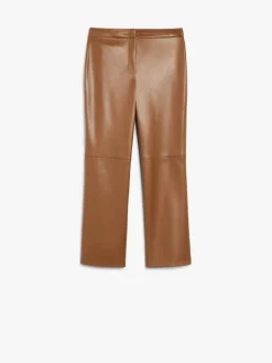 Coated fabric slim trousers
