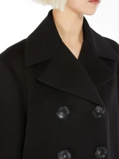 Cocoon-fit double-breasted pea coat