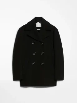 Cocoon-fit double-breasted pea coat