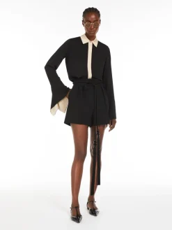 Colour block silk shirt