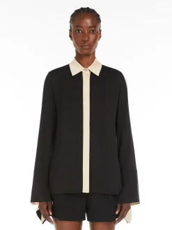 Colour block silk shirt