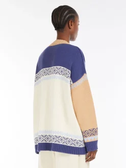 Colour-block cardigan in cotton yarn