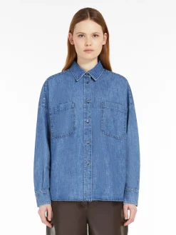 Cotton denim cropped shirt