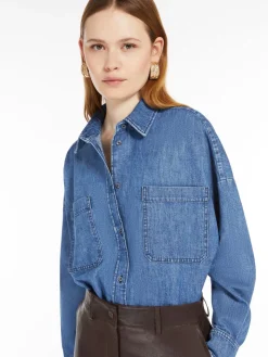 Cotton denim cropped shirt