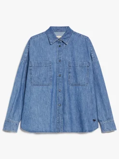 Cotton denim cropped shirt