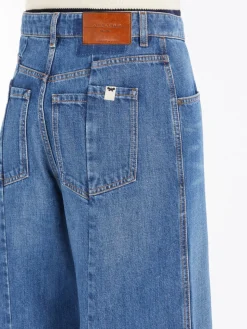 Cotton denim wide jeans