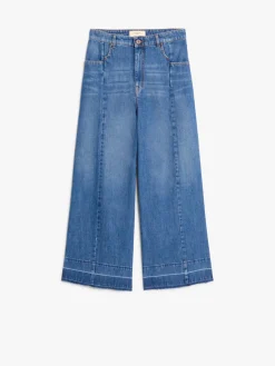 Cotton denim wide jeans