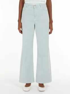 Cotton drill wide-leg trousers