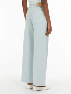 Cotton drill wide-leg trousers