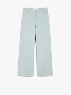 Cotton drill wide-leg trousers