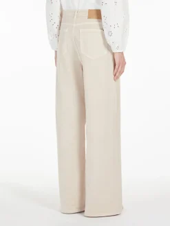 Cotton drill wide-leg trousers